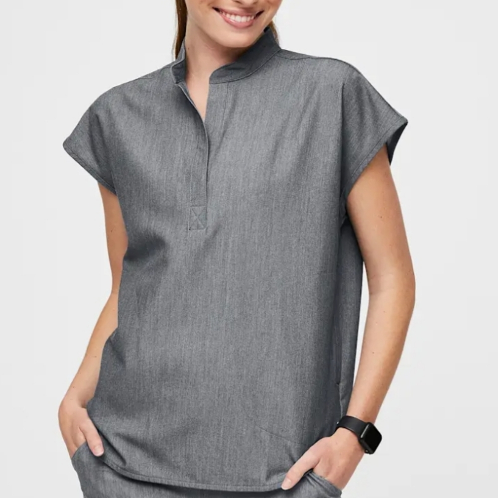 FIGS Rafaela mandarin collar scrub top - Color: Graphite